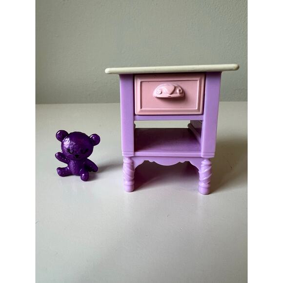 Loving Family Dollhouse Purple Pink White Night Stand Table Replacement Part - Picture 2 of 6